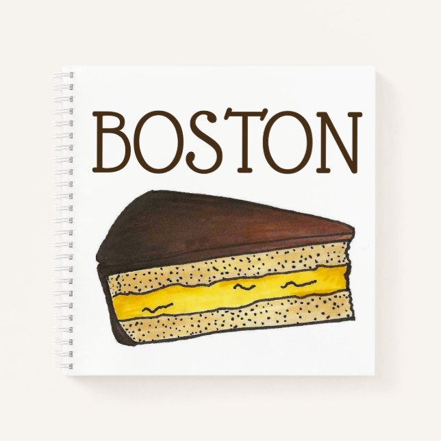 Boston Creme Pie Slice Dessert Massachusetts Notizbuch (Vorderseite)