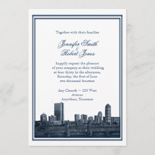 Boston Destination Navy Hochzeitseinladung Einladung