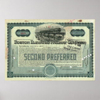 Boston Elevated Railway Co Stock Certificate Poster