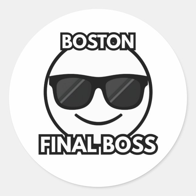 Boston Final Boss Cool Face Emoji Sticker (Vorderseite)