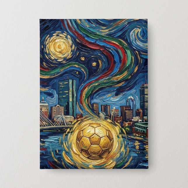 Boston Football-Kunst 2026 Skyline-Stadion-Design Button (Vorderseite)