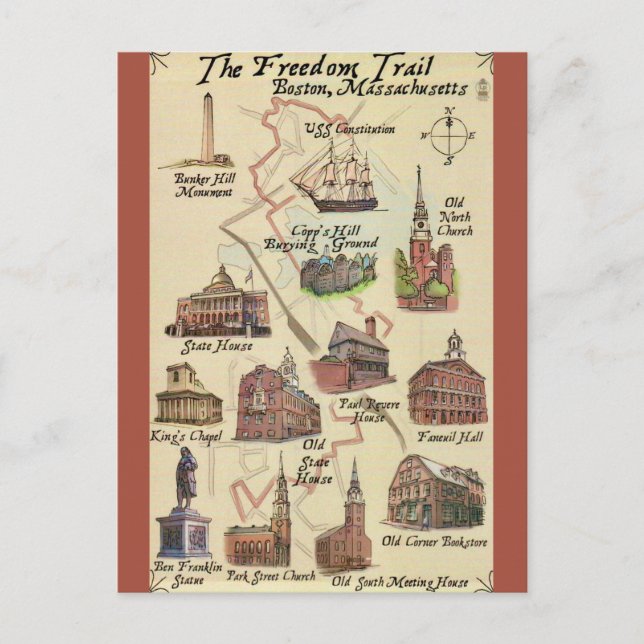 Boston Freedom Trail Postkarte (Vorderseite)