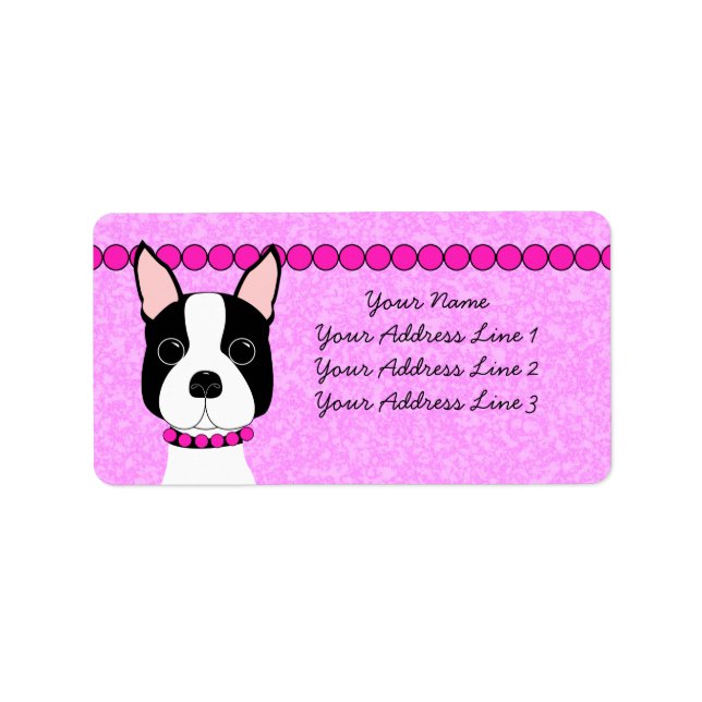 Boston Girl Boston Terrier Address Labels Adressaufkleber (Vorne)