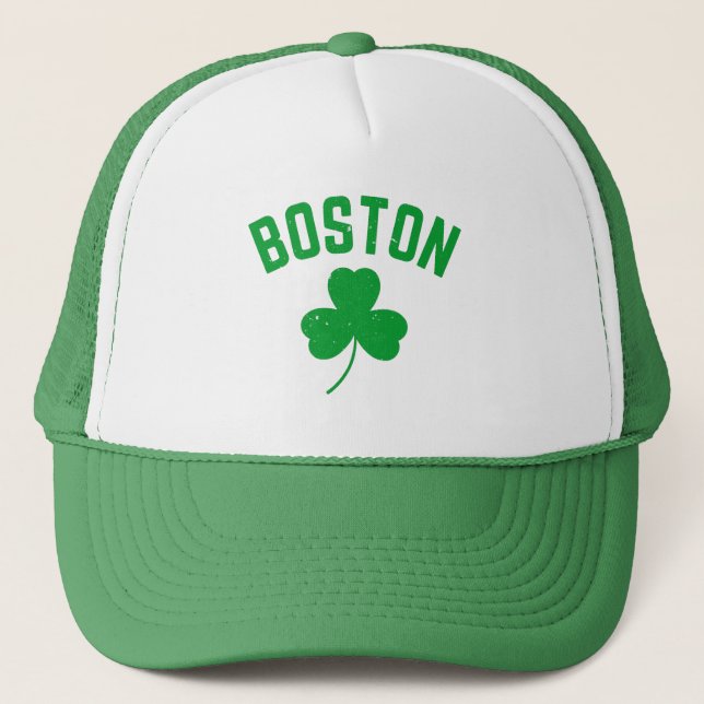 Boston Green Lucky Kleeblatt Truckerkappe (Vorderseite)