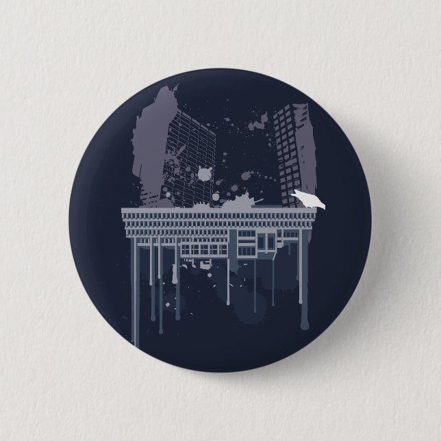 Boston grob (blaue Version) Button (Vorderseite)