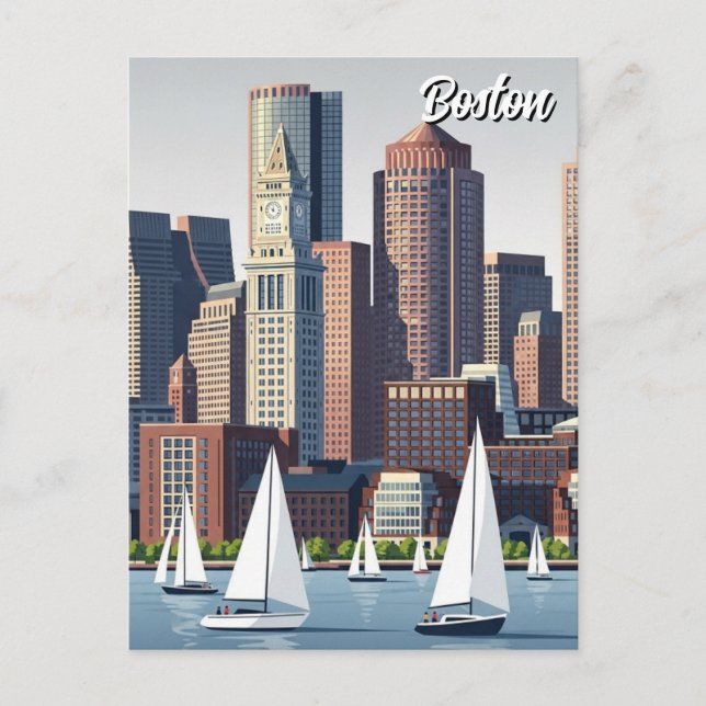 Boston Hafen Reise Postkarte (Vorderseite)