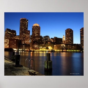 Boston Hafen und Skyline. Boston ist einer der 7 Poster