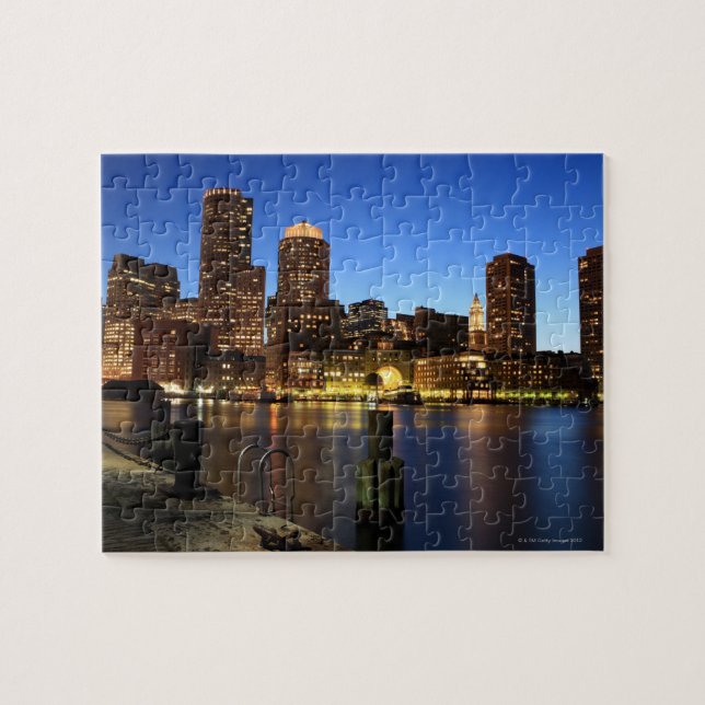 Boston Hafen und Skyline. Boston ist einer der 7 Puzzle (Horizontal)