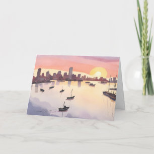 Boston Harbor Aquarell Stadt Massachusetts Karte