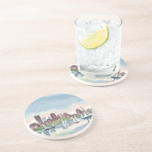 Boston Harbor   Boston Massachusetts Aquarell Getränkeuntersetzer