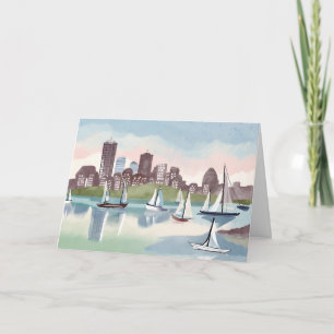 Boston Harbor   Boston Massachusetts Aquarell Karte