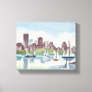 Boston Harbor Boston Massachusetts Aquarell Leinwanddruck