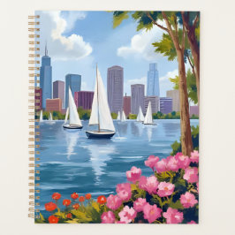 Boston Harbor Frühling | Boot Bucht Stadt Skyline Planer