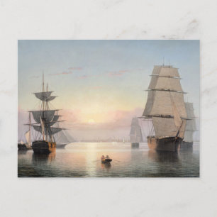 Boston Harbor, Sonnenuntergang von Fitz Henry Lane Postkarte