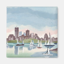 Boston Harbour | Boston Massachusetts Watercolor