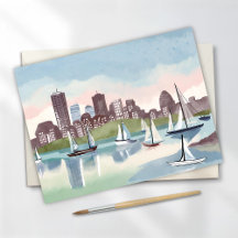 Boston Harbour | Boston Massachusetts Watercolor
