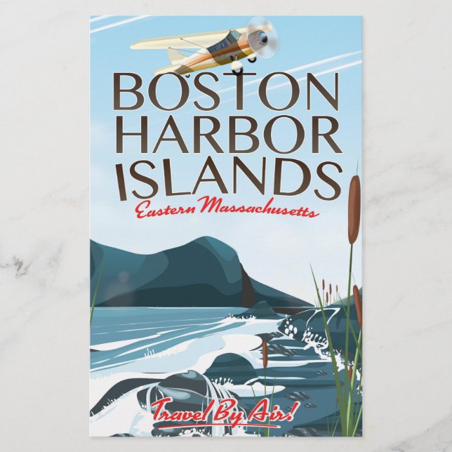 Boston Harbour Massachusetts Flight Poster Briefpapier (Vorderseite)