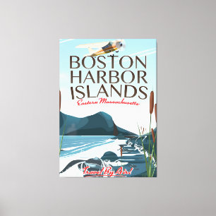 Boston Harbour Massachusetts Flight Poster Leinwanddruck