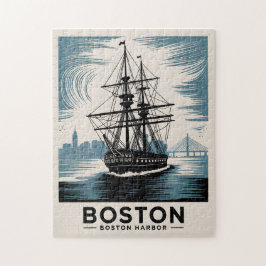 Boston Harbour Retro Tall Ship Vintag Nautical Puzzle