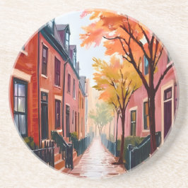 Boston Herbst Aquarell Beacon Hill Massachusetts Getränkeuntersetzer