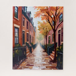 Boston Herbst Aquarell Beacon Hill Massachusetts Puzzle