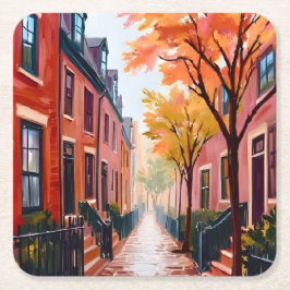 Boston Herbst Aquarell Beacon Hill Massachusetts Rechteckiger Pappuntersetzer