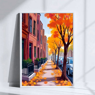 Boston Herbst Wasserfarben Poster