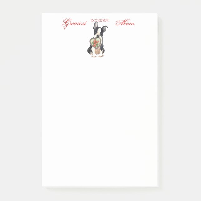 Boston-Herz-Mama Post-it Klebezettel (Vorderseite)