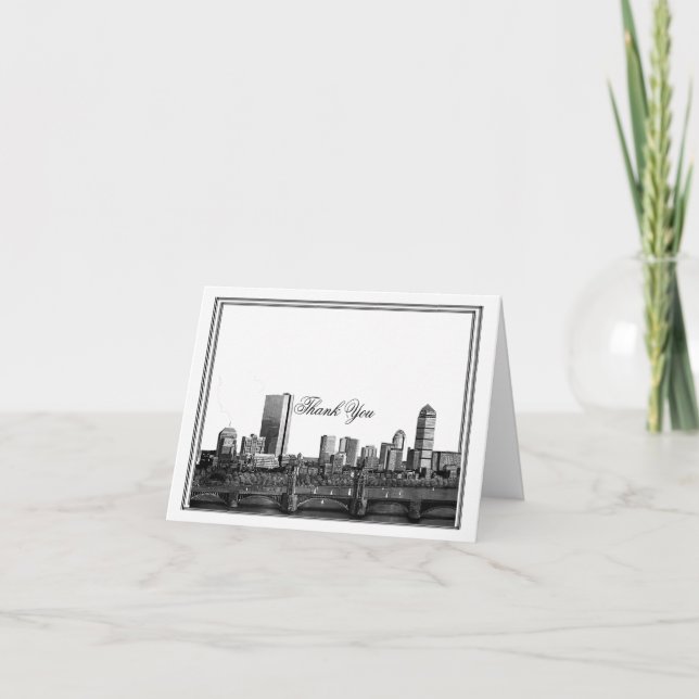 Boston-Hochzeit in Urlaubsort danken Ihnen Dankeskarte (Vorderseite)