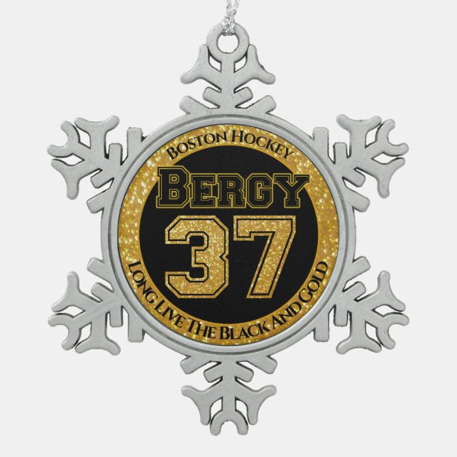Boston Hockey Bergy 37 Schneeflocken Zinn-Ornament (Vorderseite)