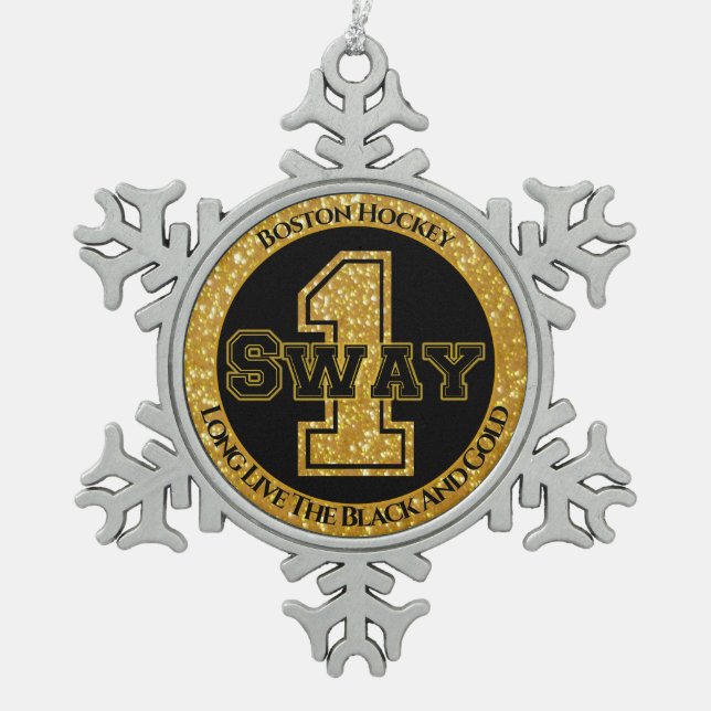 Boston Hockey Sway 1 Schneeflocken Zinn-Ornament (Vorderseite)
