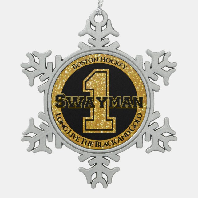 Boston Hockey Swayman 1 Schneeflocken Zinn-Ornament (Vorderseite)