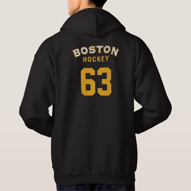Boston-Hockeyschwarzes mit Kapuze Sweatshirt (Rückseite)