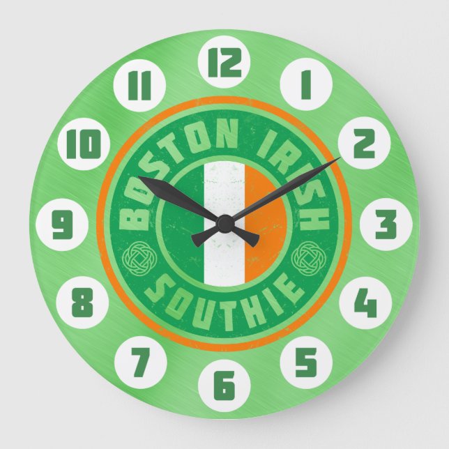 Boston Irish American Southie Clock Große Wanduhr (Vorderseite)