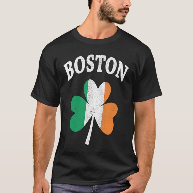 Boston Irish Flag ShamrockI St Patrick's Day T-Shirt (Vorderseite)
