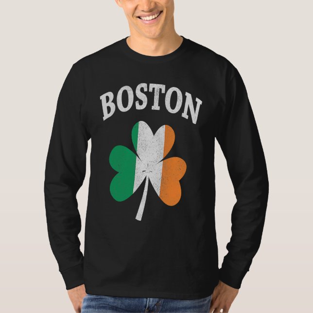 Boston Irish Flag ShamrockI St Patrick's Day T-Shirt (Vorderseite)