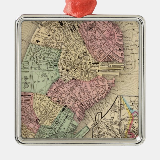 Boston-Karte durch Mitchell Ornament Aus Metall (Vorne)