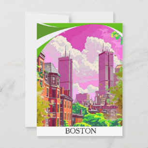 Boston-Kunstposter, Reiseplakat, Postkarte, Wandde Postkarte