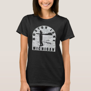 Boston Lake Ice Fischen Michigan T-Shirt