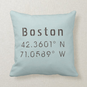 Boston Längengrad Latitude Throw Kissen