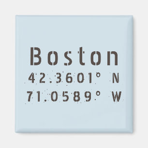 Boston Latitude Longitude Magnet