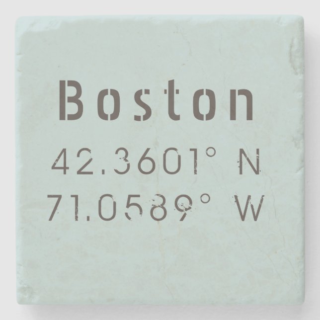 Boston Latitude Longitude Steinuntersetzer (Vorderseite)