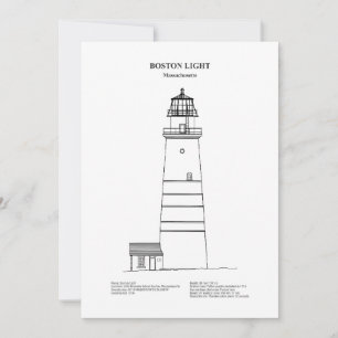 Boston Light Lighthouse - Massachusetts - BD Dankeskarte