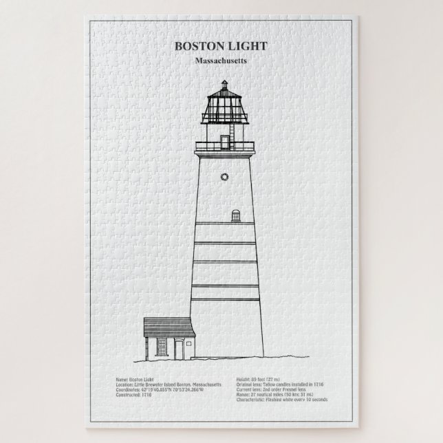 Boston Light Lighthouse - Massachusetts - BD Puzzle (Vertikal)