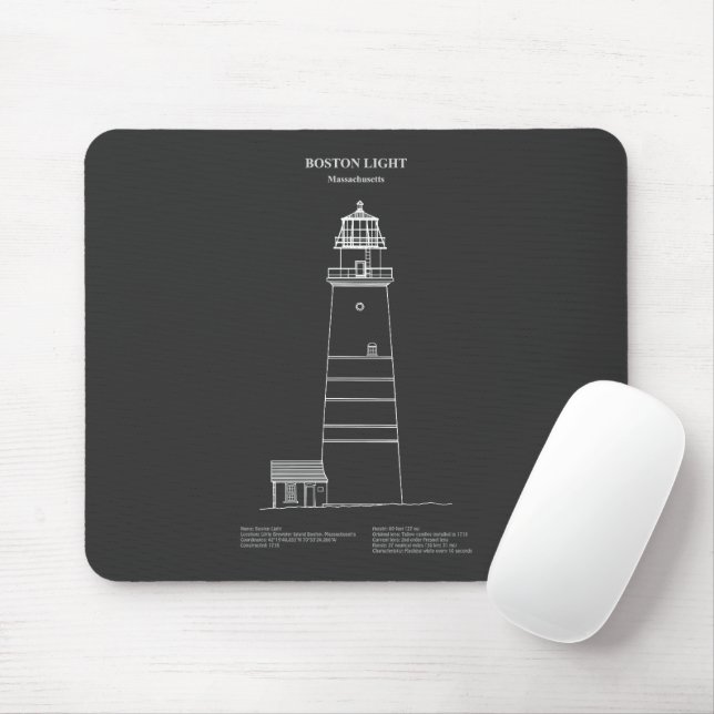 Boston Light Lighthouse - Massachusetts - PD Mousepad (Mit Mouse)