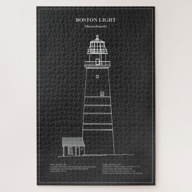 Boston Light Lighthouse - Massachusetts - PD Puzzle (Vertikal)