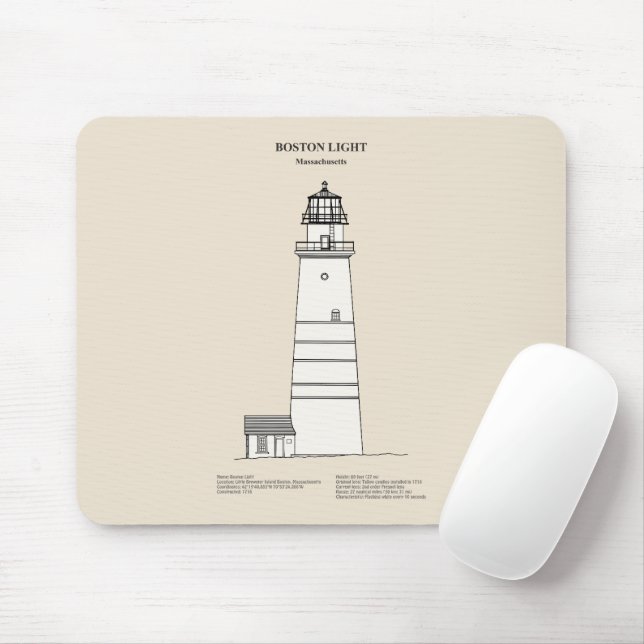 Boston Light Lighthouse - Massachusetts - SBD Mousepad (Mit Mouse)