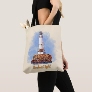 Boston Light Lighthouse Watercolor - Massachusetts