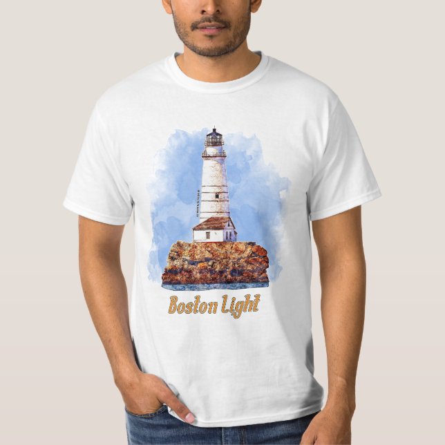 Boston Light Lighthouse Watercolor - Massachusetts T-Shirt (Vorderseite)