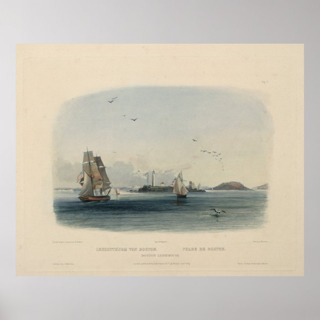 Boston Lighthouse: Historisches Karl Bodmer Print Poster (Vorne)